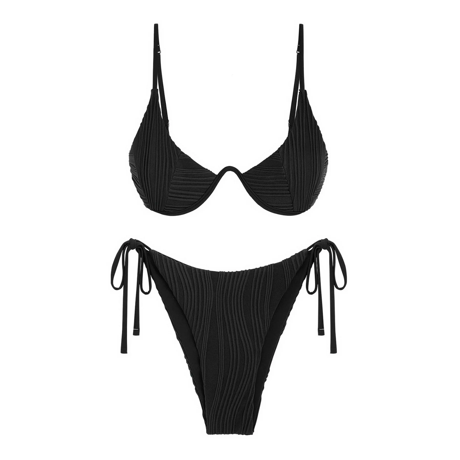 WaveForm: Dikey Desenli Ayarlanabilir Bikini Takımı