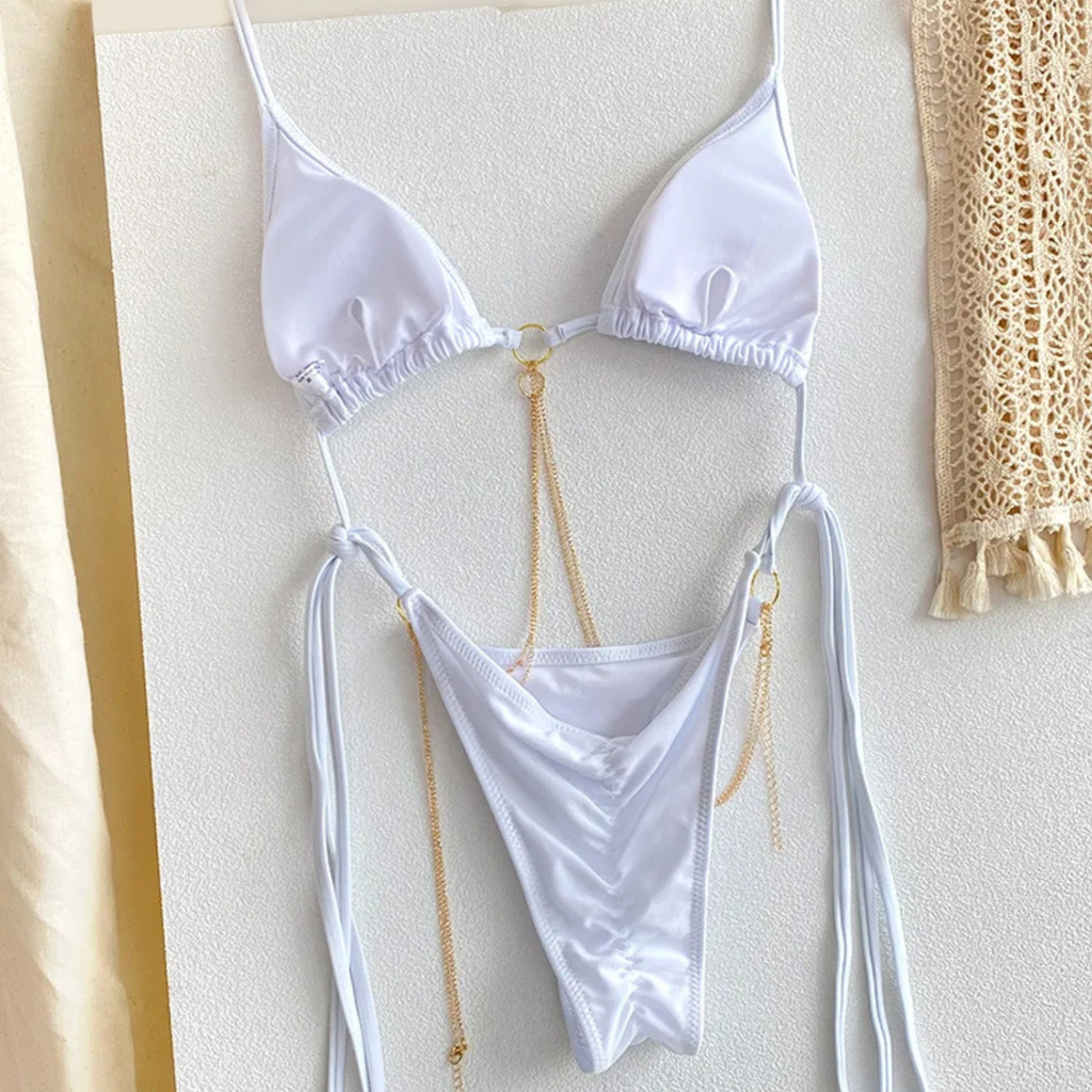 Sunlace: Zincir Sırt Bağlantılı Desenli Bikini Seti