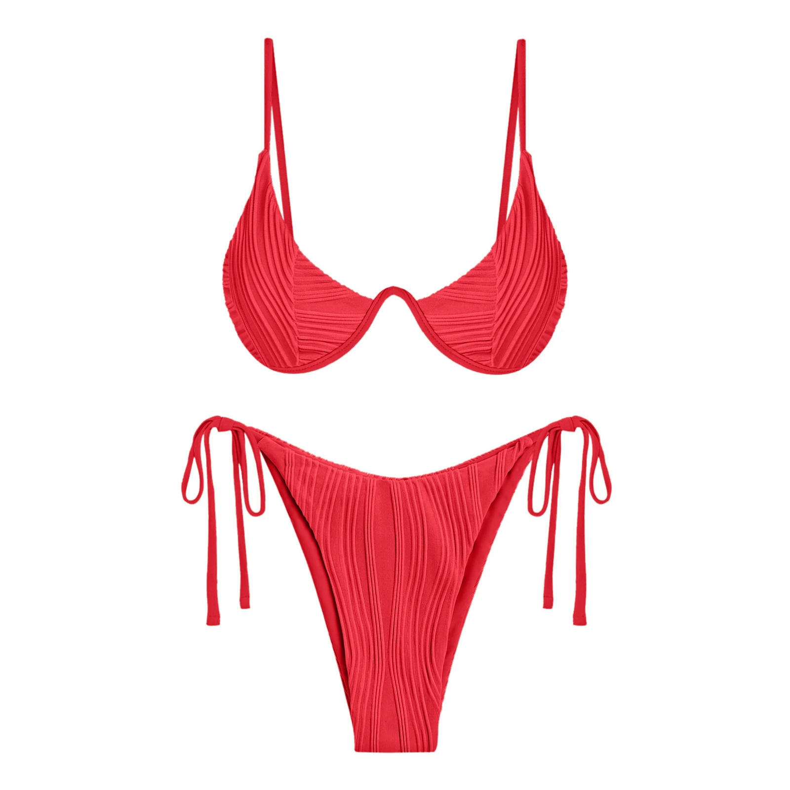 WaveForm: Dikey Desenli Ayarlanabilir Bikini Takımı