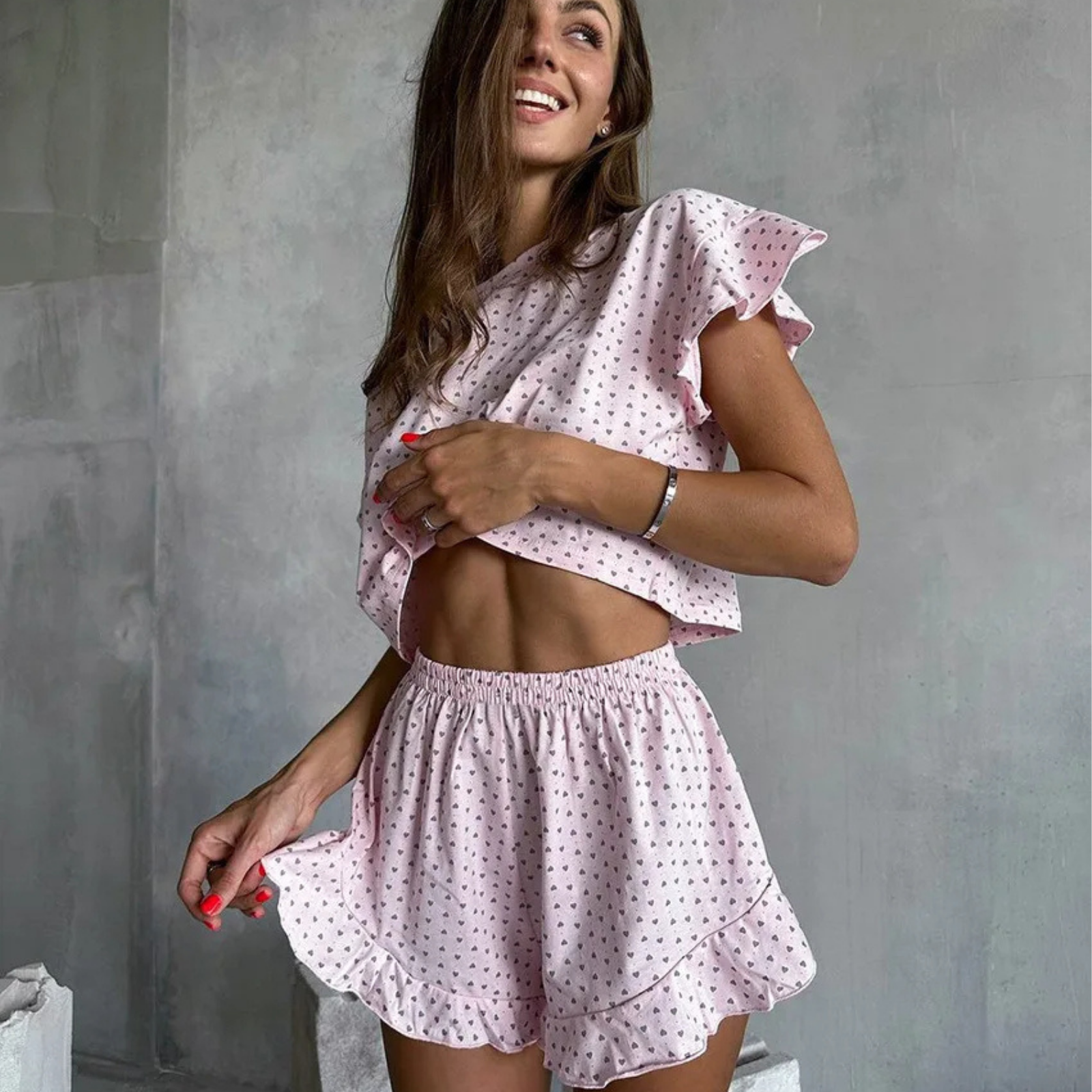 Sweet Crush: Kalpli Crop & Şort Yazlık Pijama Takımı