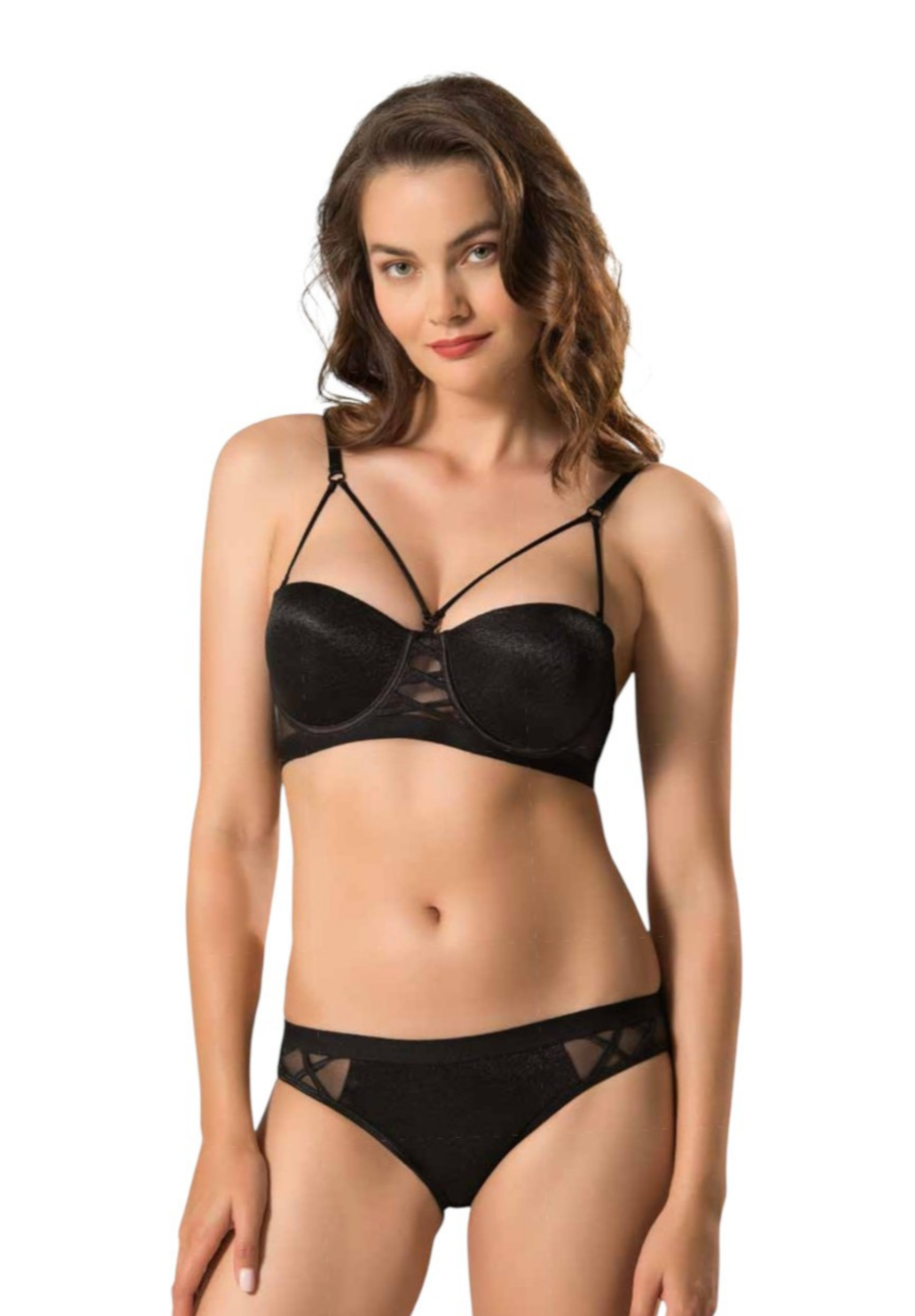 Cassie: Straplez Transparan Detaylı Sütyen & Külot Takımı