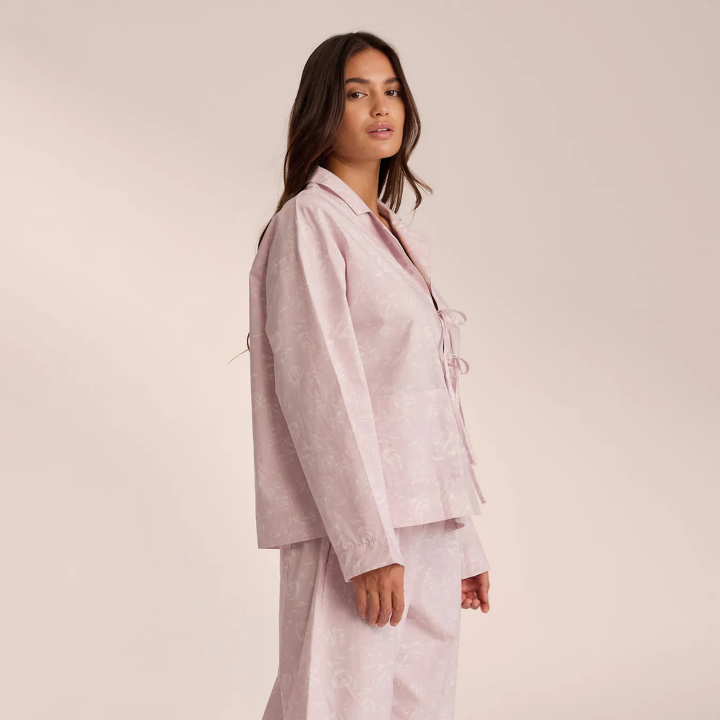 Natural Ease: Bambu Kumaşlı İpli Bağlamalı Uzun Pijama Takımı
