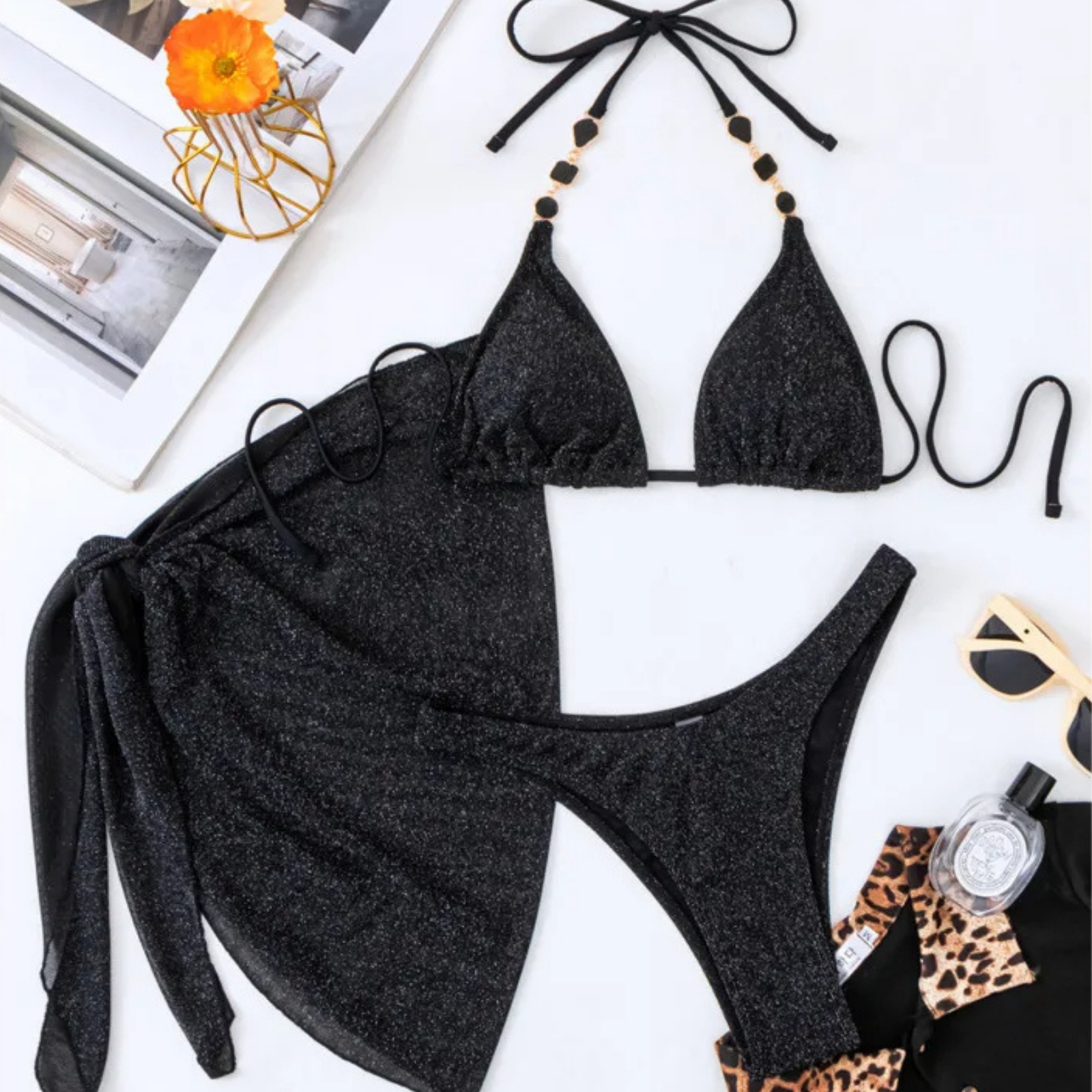 Lunaria: Işıltılı Takı Detaylı Üçlü Bikini Seti