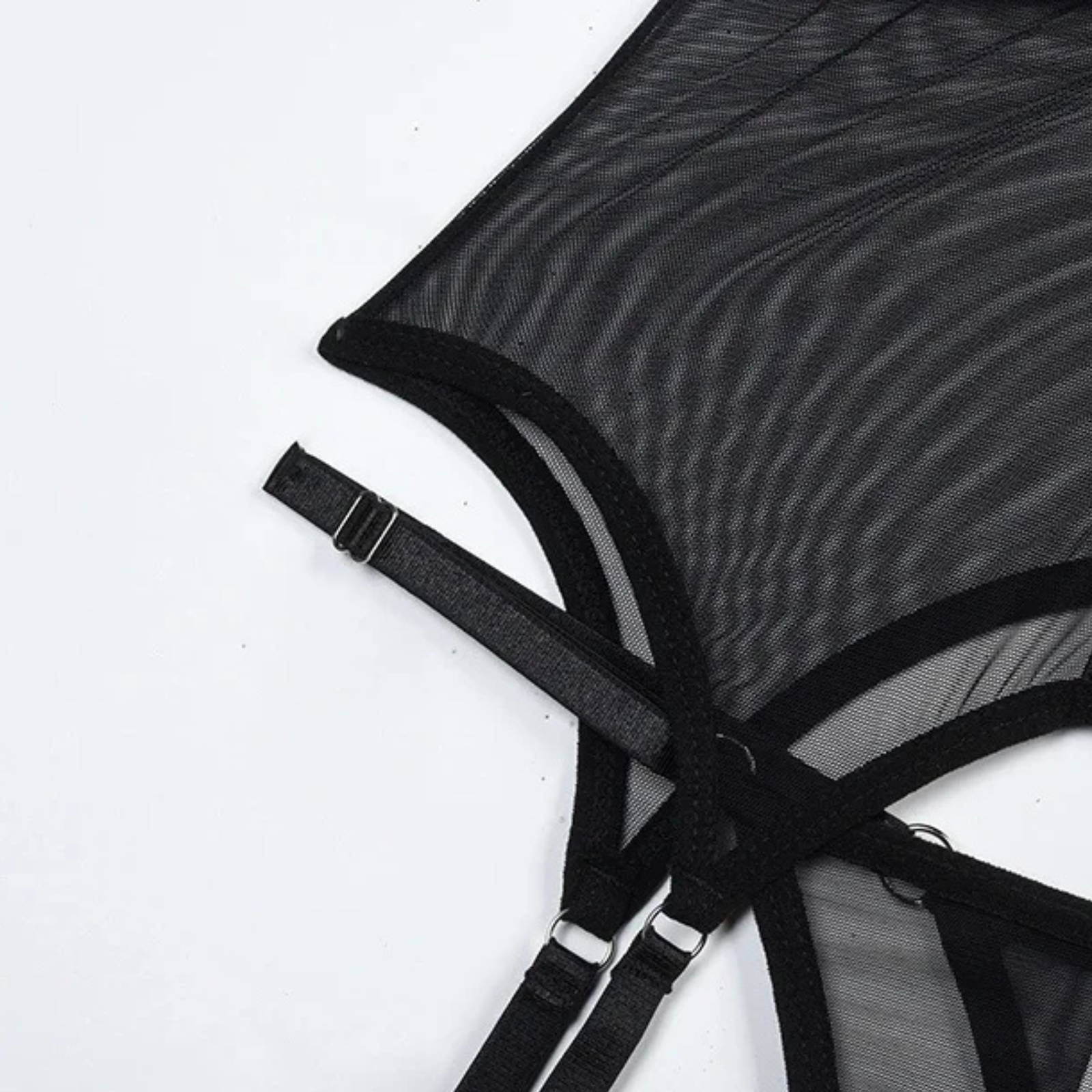Sculpt Black: İncelten Etkili Jartiyerli Transparan Bodysuit Seti